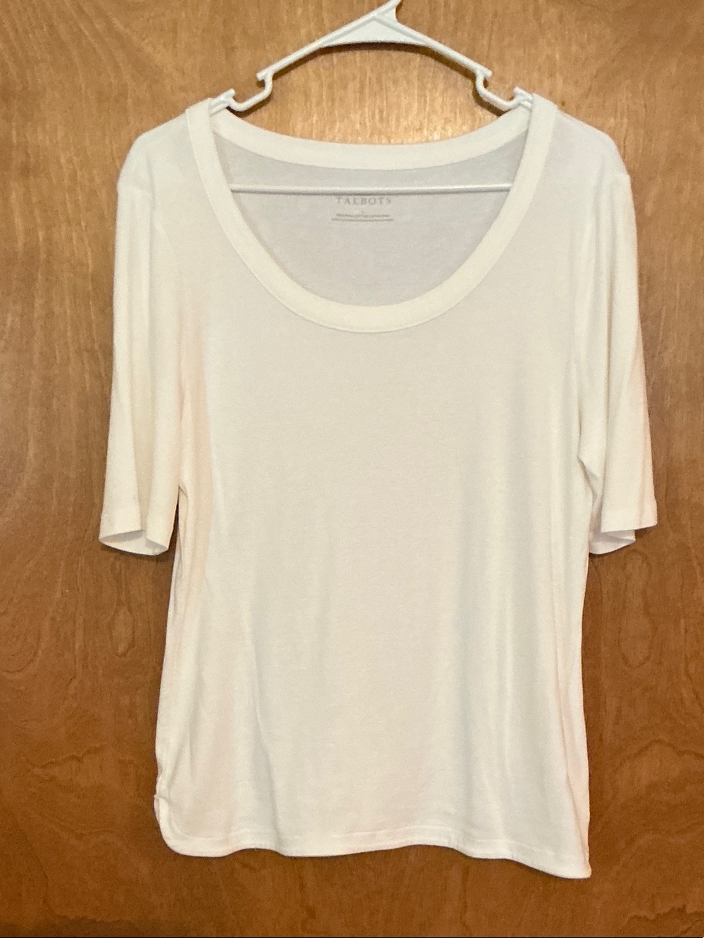 Talbots Women's Cream Short Sleeve Scoop Neck Top
